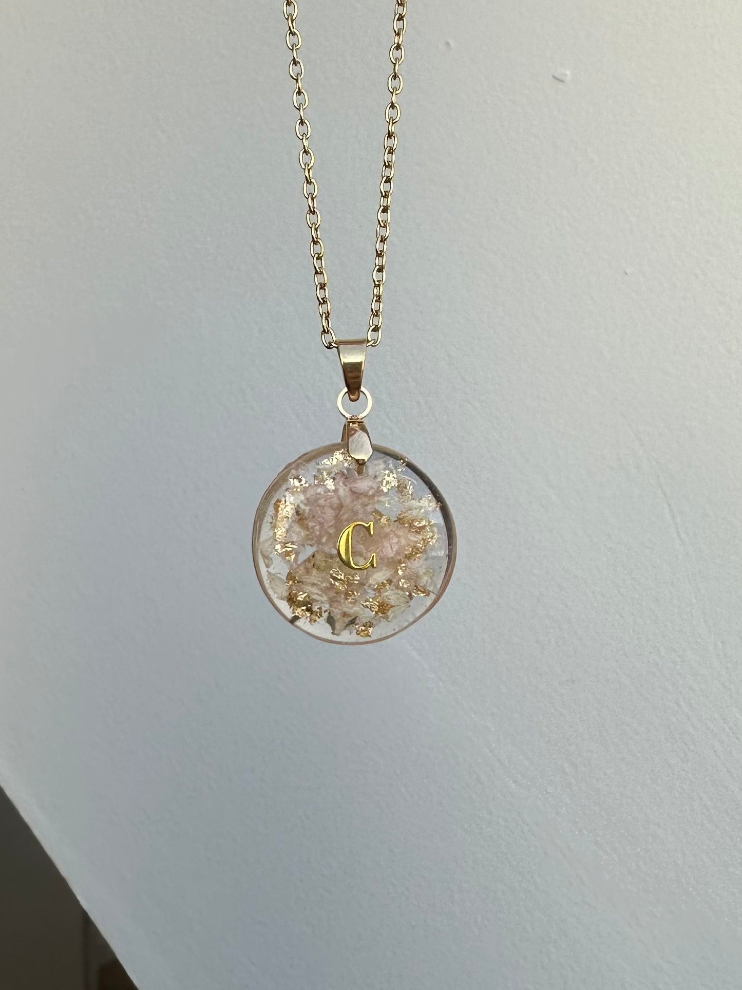 JASMIN - Pendentif rond (inclusion de souvenirs)