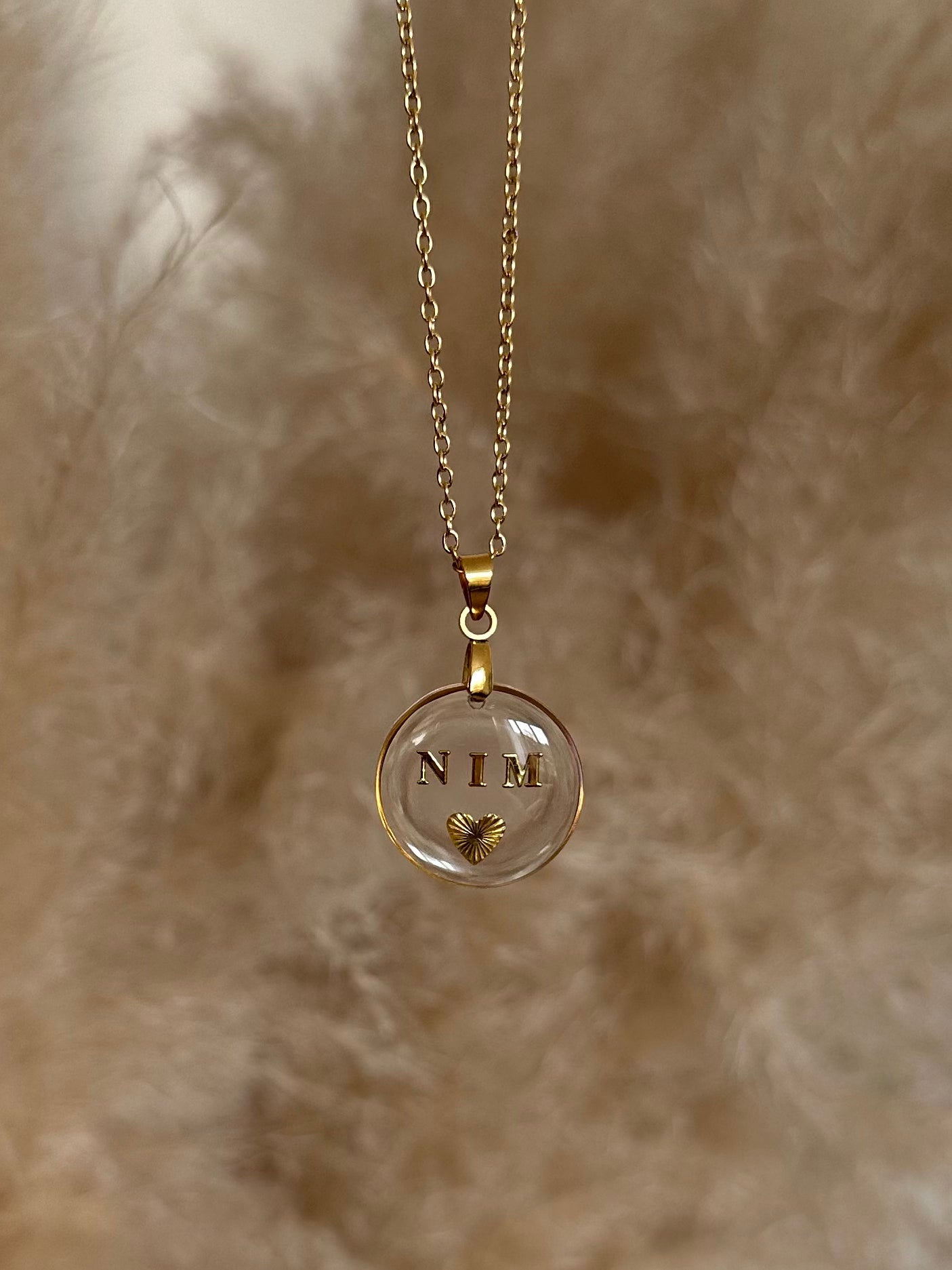 ORCHIDÉE - Pendentif coeur ou rond (initiales et dates)