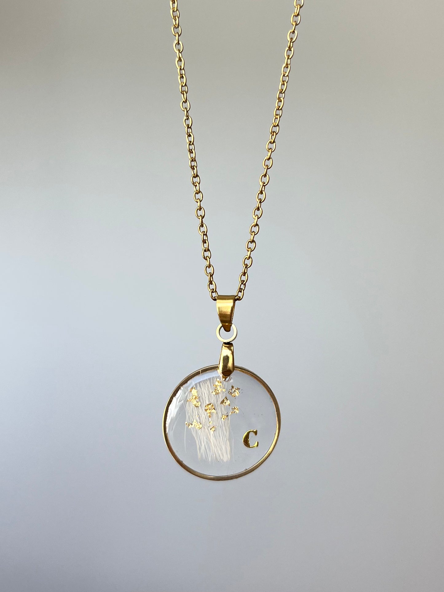 JASMIN - Pendentif rond (inclusion de souvenirs)