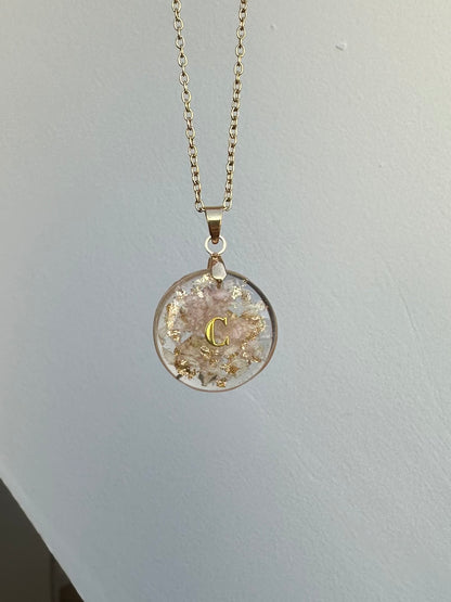 JASMIN - Pendentif rond (inclusion de souvenirs)