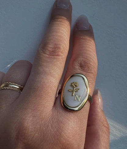 ACHILLÉE - Bague Ajustable Dorée à Personnaliser.