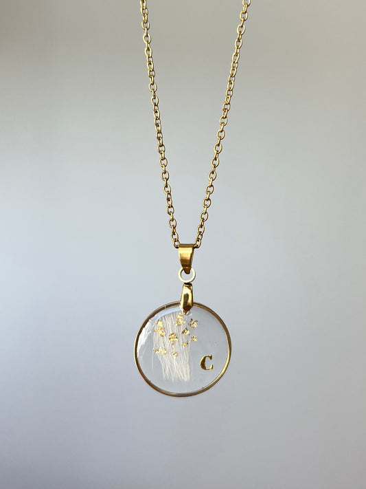 JASMIN - Pendentif rond (inclusion de souvenirs)