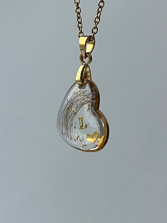 PIVOINE - Pendentif coeur (inclusion de souvenirs)