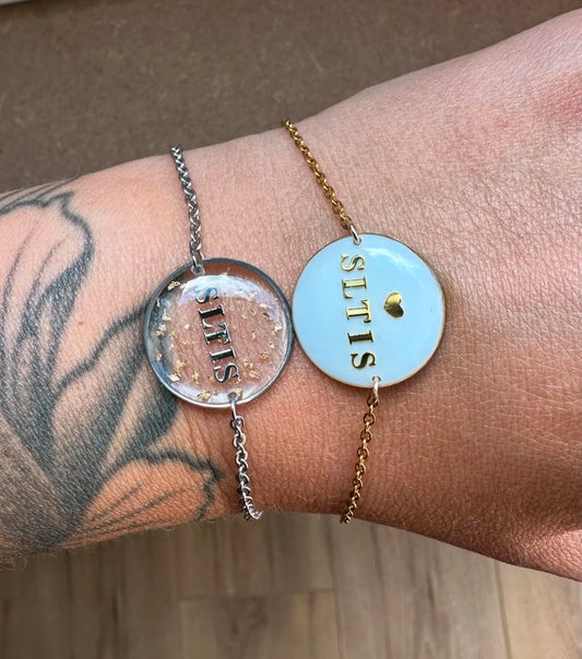 TOURNESOL - Bracelet coeur ou rond (initiales et dates)