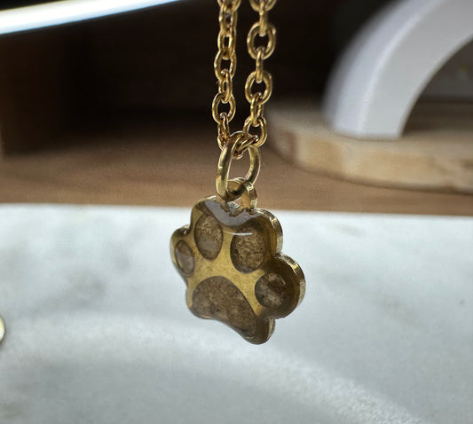 TULIPE - Collier pendentif empreinte de patte (spécial cendres)